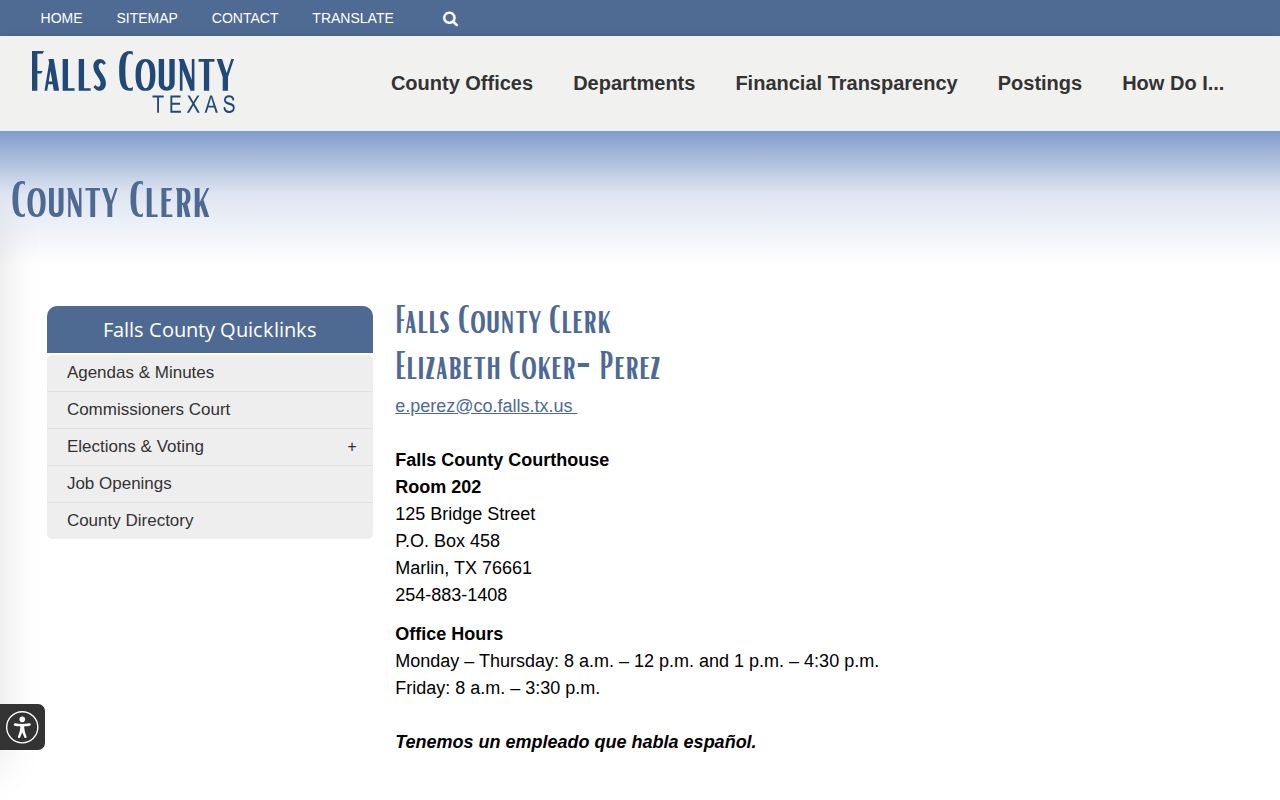 Falls County court access for released inmate and release records